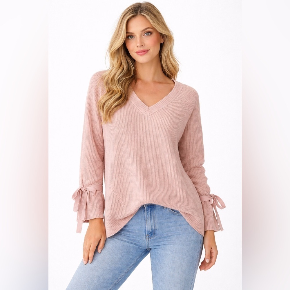 Aerie oversized knit pink sweater tie arm size xs